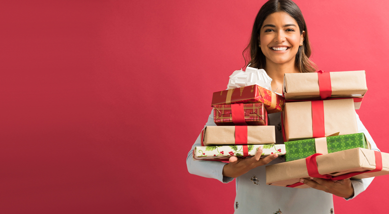 Woman holding presents